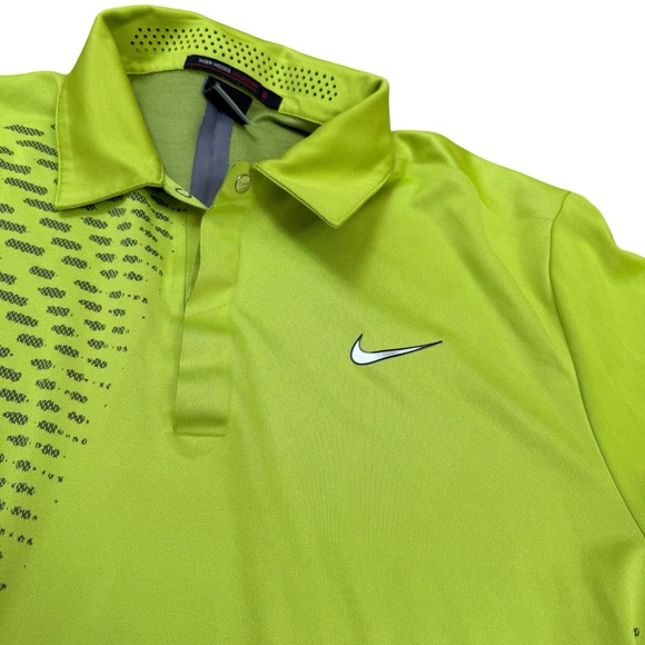Tiger Woods Nike Golf Dri-Fit Mens Lime Green Polo Shirt Size Medium READ - Picture 5 of 13